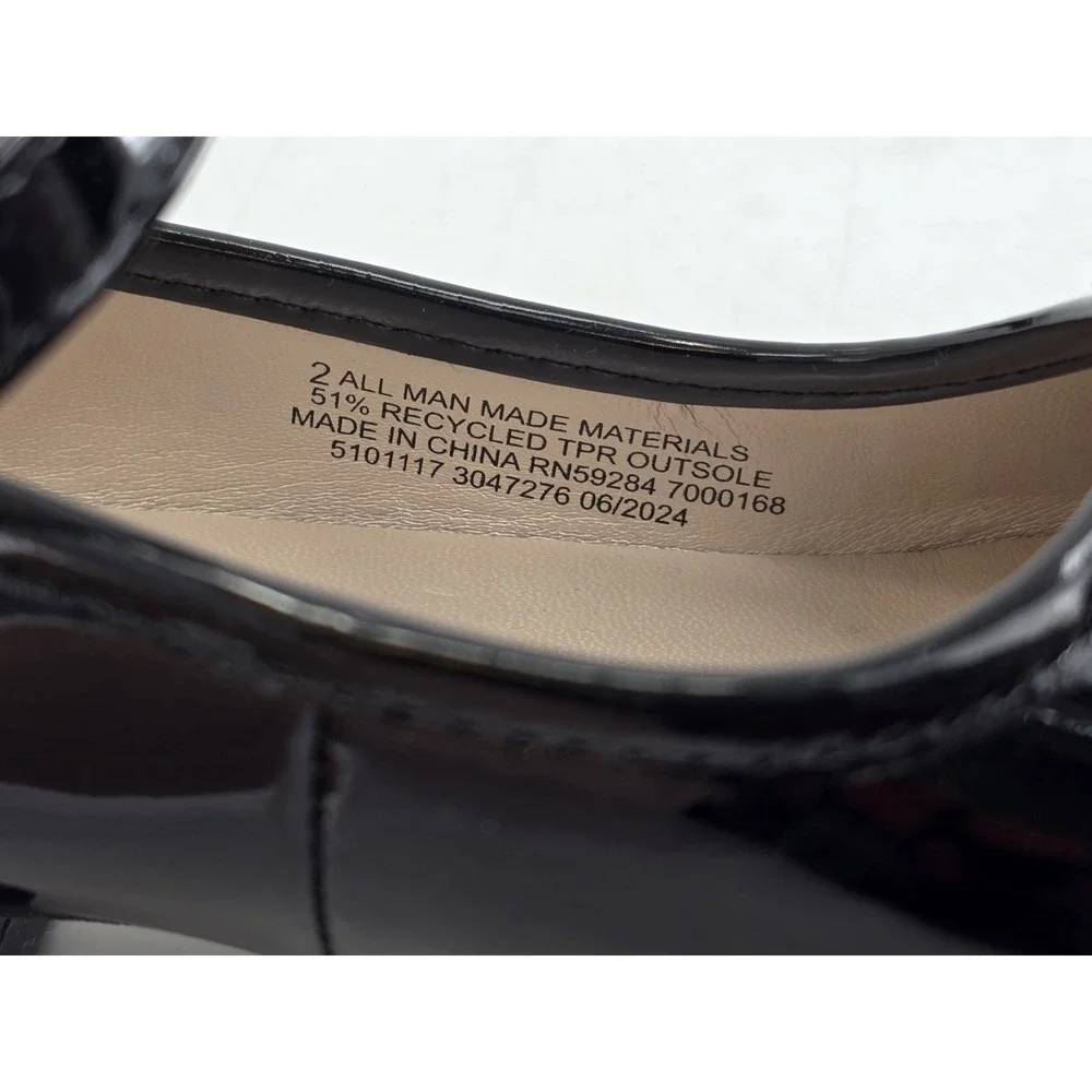 Place Girls Bow Faux Patent Leather Low Heel Shoes - Black Sz 2 M